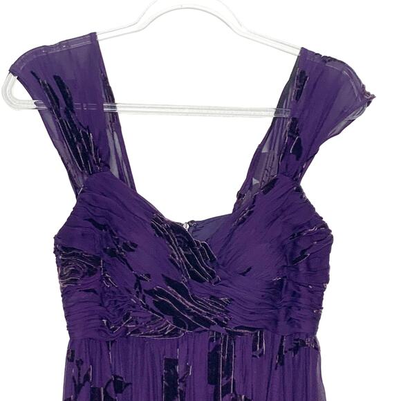 JS COLLECTIONS PETITES Velvet Embellished Maxi Dress Silk Blend Purple Size 4P - Picture 3 of 13